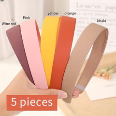 5pcs Matte Morandi Wide Headband Solid Headdress Style Hair Band
