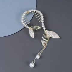Rhinestone Faux Pearl Banana Clip Hair Accessory with Tassel