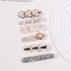6pcs Pearl Flower Hair Clips Bobby Pin Hair Slides Non Slip Hair Decoration