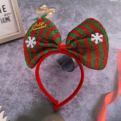 Colorful Bow Decor Headband Snowflake Hair Band Sequin Head Hoop