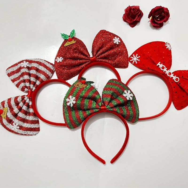 Colorful Bow Decor Headband Snowflake Hair Band Sequin Head Hoop
