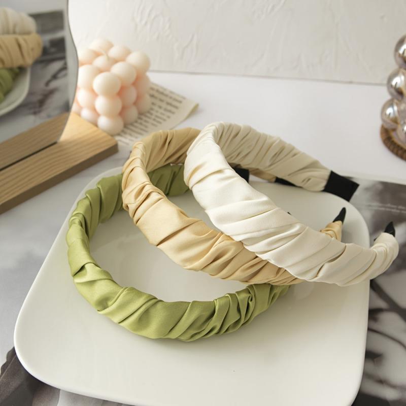 Colorful Ruched Headband Wide Hard Headbands Makeup Hair Band
