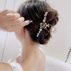 Acrylic Faux Pearl Rhinestone Hair Claw Large Shark Claw Back Head Hair Jewelry