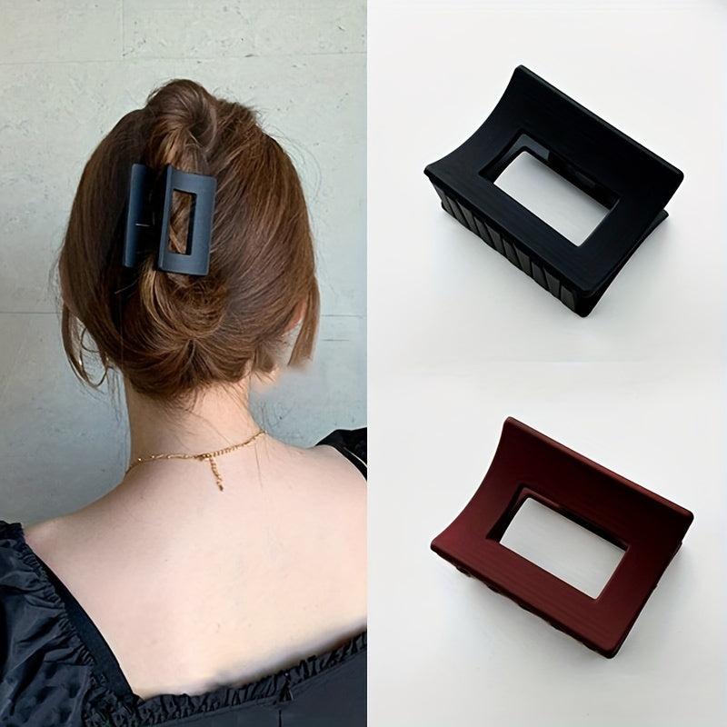 6pcs Square Hair Claw Glossy Vintage Style Solid Hair Accessories