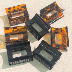 6pcs Square Hair Claw Glossy Vintage Style Solid Hair Accessories