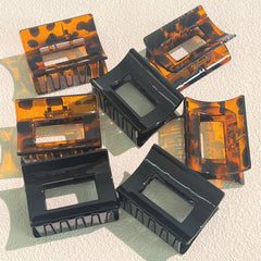 6pcs Square Hair Claw Glossy Vintage Style Solid Hair Accessories