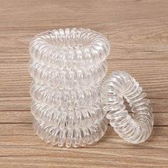 12pcs Transparent Spiral Hair Tie No Crease Coil Hair Ring Elastic Ponytail Hold