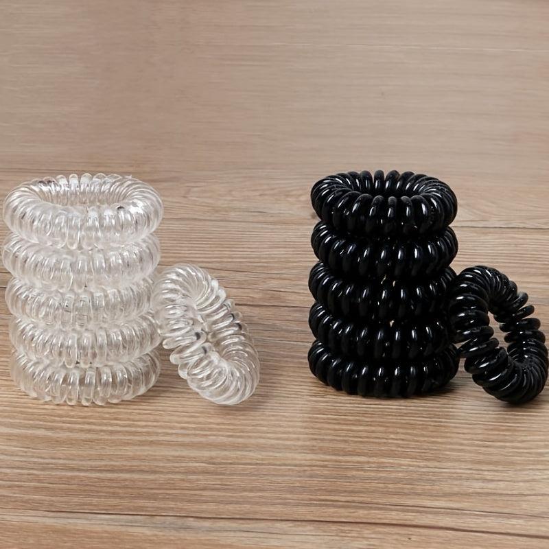 12pcs Transparent Spiral Hair Tie No Crease Coil Hair Ring Elastic Ponytail Hold