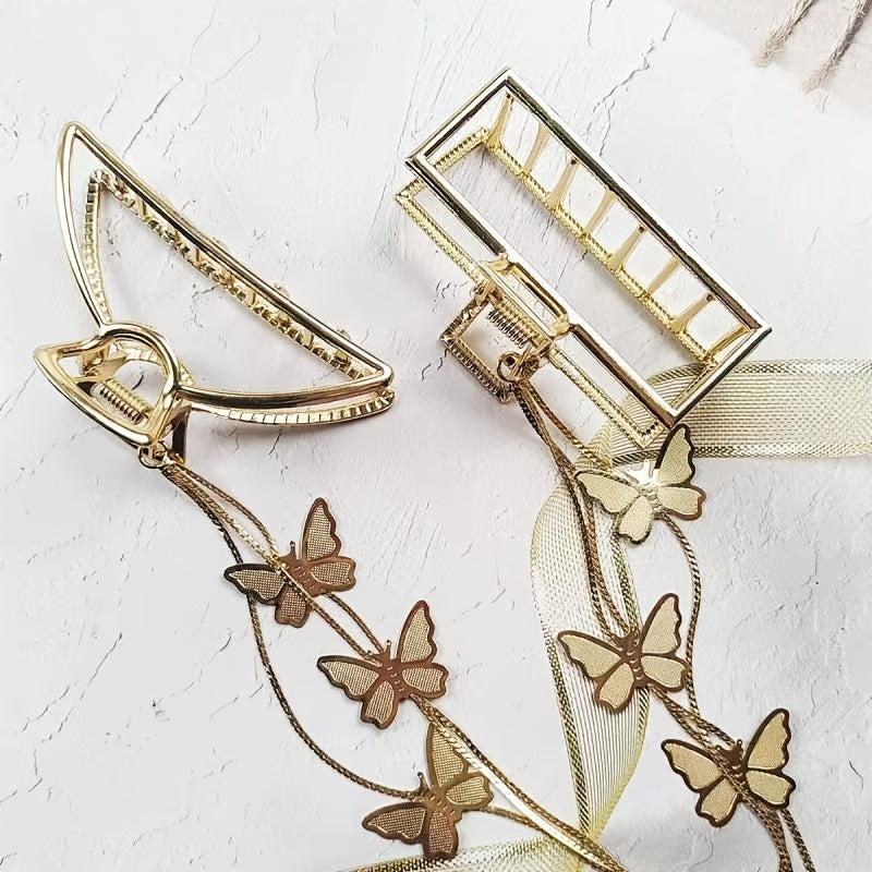 2pcs Butterfly Tassel Hair Claw Clip Non-slip Barret