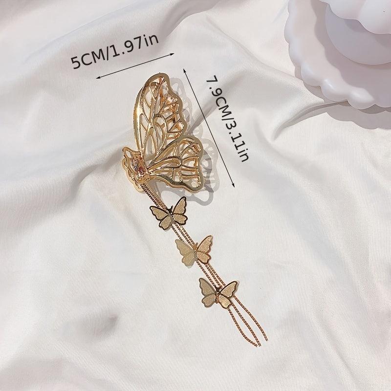 2pcs Butterfly Tassel Hair Claw Clip Non-slip Barret
