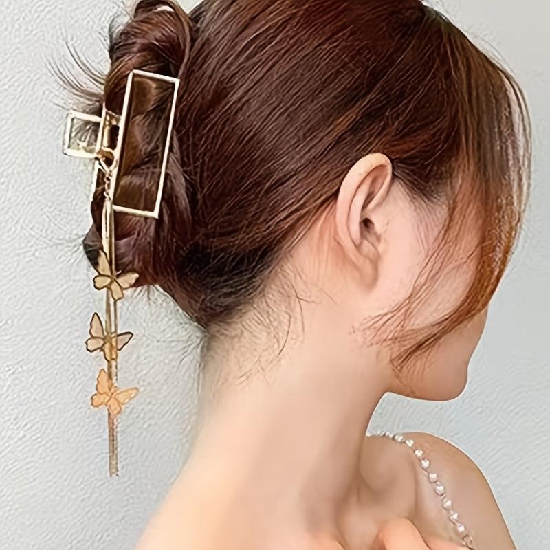 2pcs Butterfly Tassel Hair Claw Clip Non-slip Barret