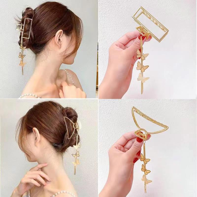 2pcs Butterfly Tassel Hair Claw Clip Non-slip Barret