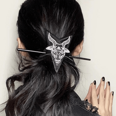 Gothic Leather Hair Cuff Stick Punk Star Shaped Cow Head Pattern Hair Pin