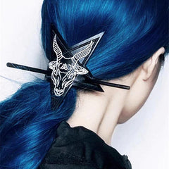 Gothic Leather Hair Cuff Stick Punk Star Shaped Cow Head Pattern Hair Pin