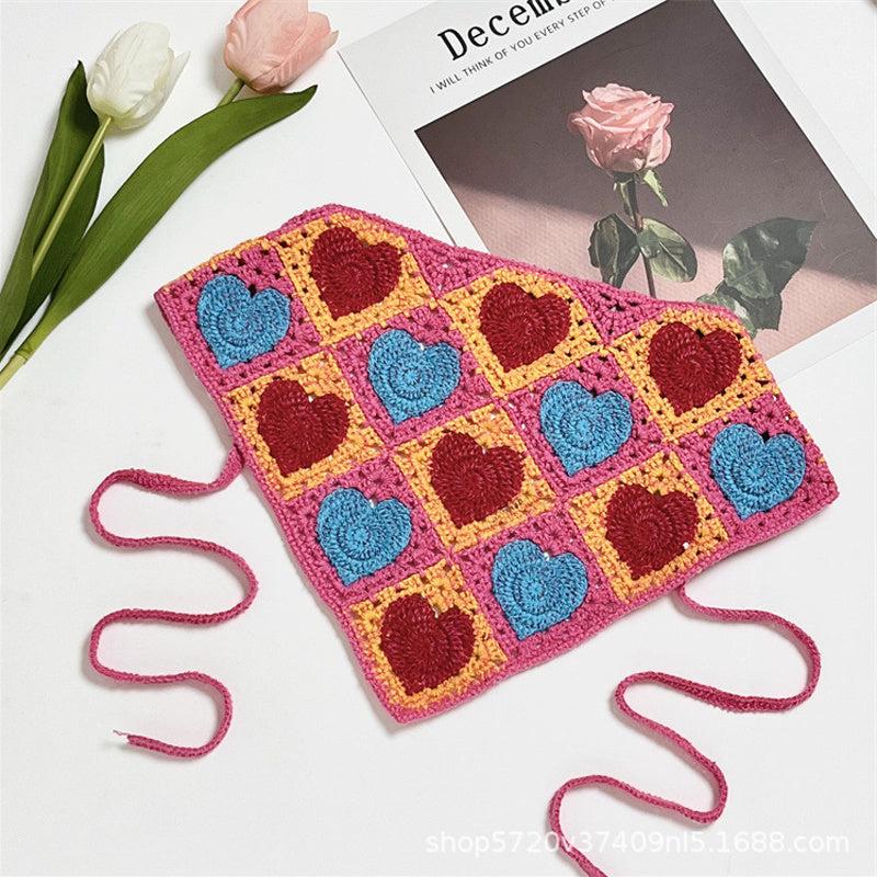 Crochet Strawberry Bandana Hair Head Wrap Scarf