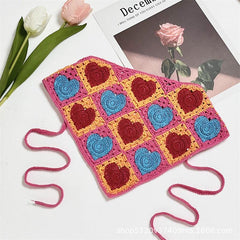 Crochet Strawberry Bandana Hair Head Wrap Scarf