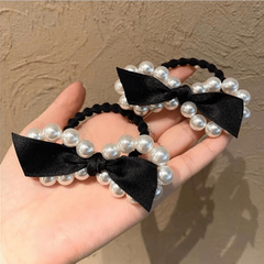 3pcs Faux Pearl Bow Hair Ties Ponytail Holder Hair Accessories