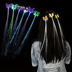LED Glitter Hair Clip Colorful Butterfly Braid Prom Glow Accessories