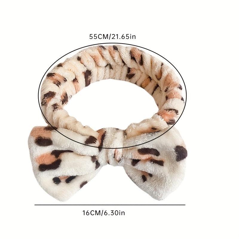 3pcs Leopard Bow Headband for Face Wash Spa Hair Band