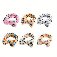 3pcs Leopard Bow Headband for Face Wash Spa Hair Band