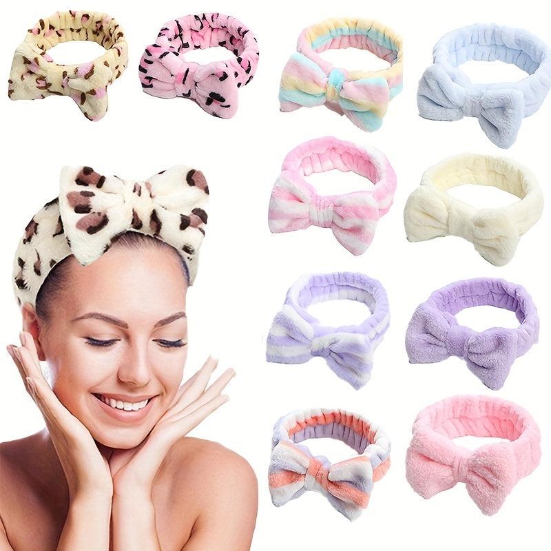3pcs Leopard Bow Headband for Face Wash Spa Hair Band