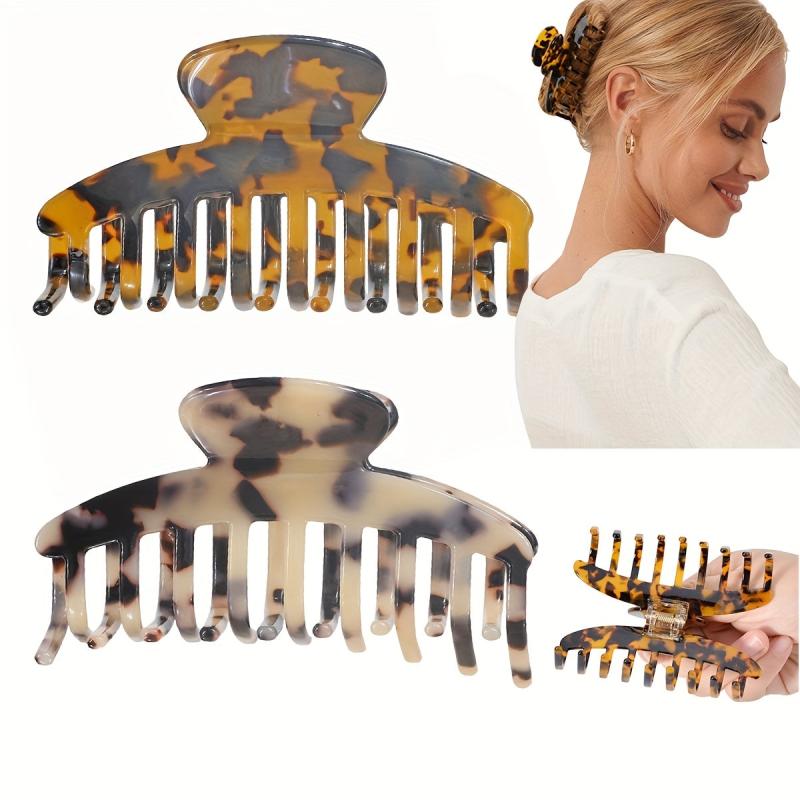 Vintage Acetate Hair Claw Leopard Print Hair Clip Ponytail Holder