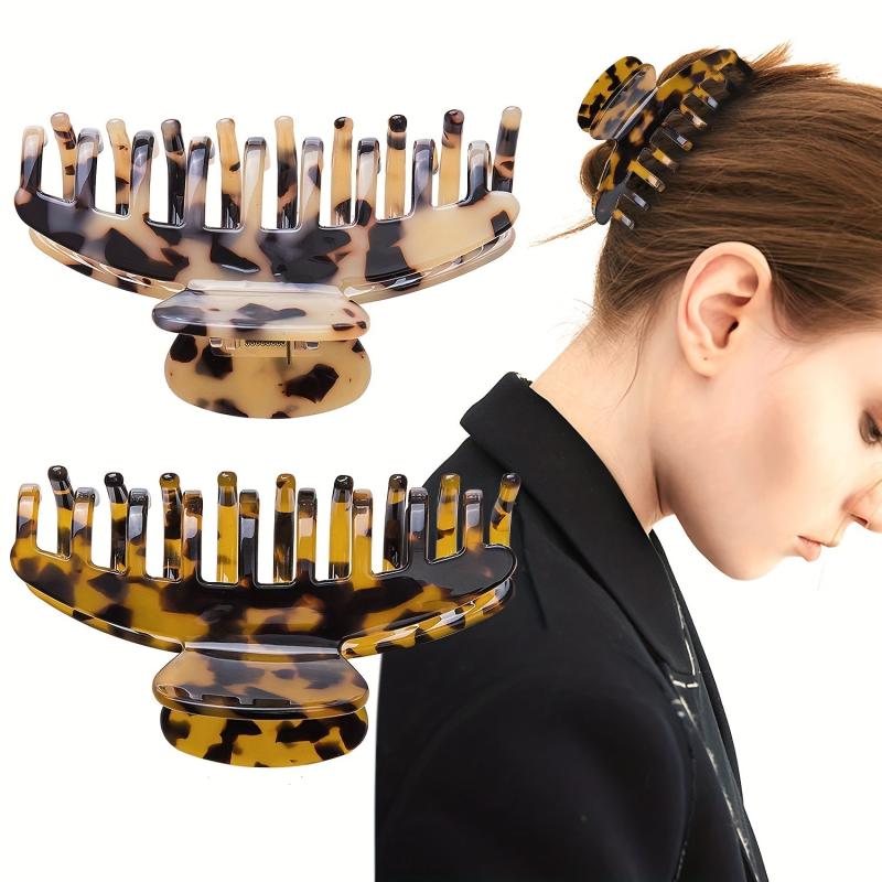 Vintage Acetate Hair Claw Leopard Print Hair Clip Ponytail Holder