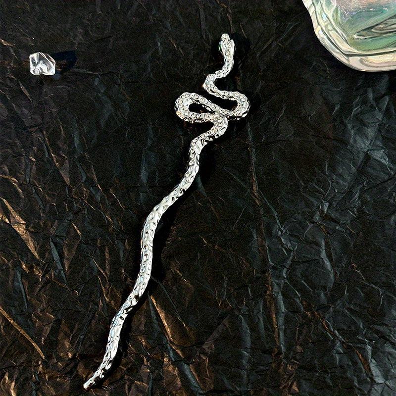 Silvery Hair Sticks Snake Faux Pearl Branch Hair Sticks