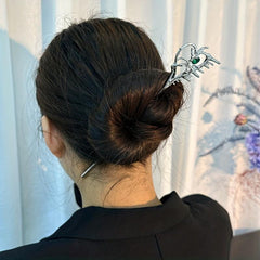 Silvery Hair Sticks Snake Faux Pearl Branch Hair Sticks