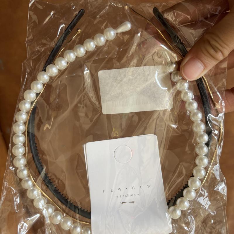 3pcs Faux Pearl Decor Headband Set, Matte Headdress Metal Hair Accessories