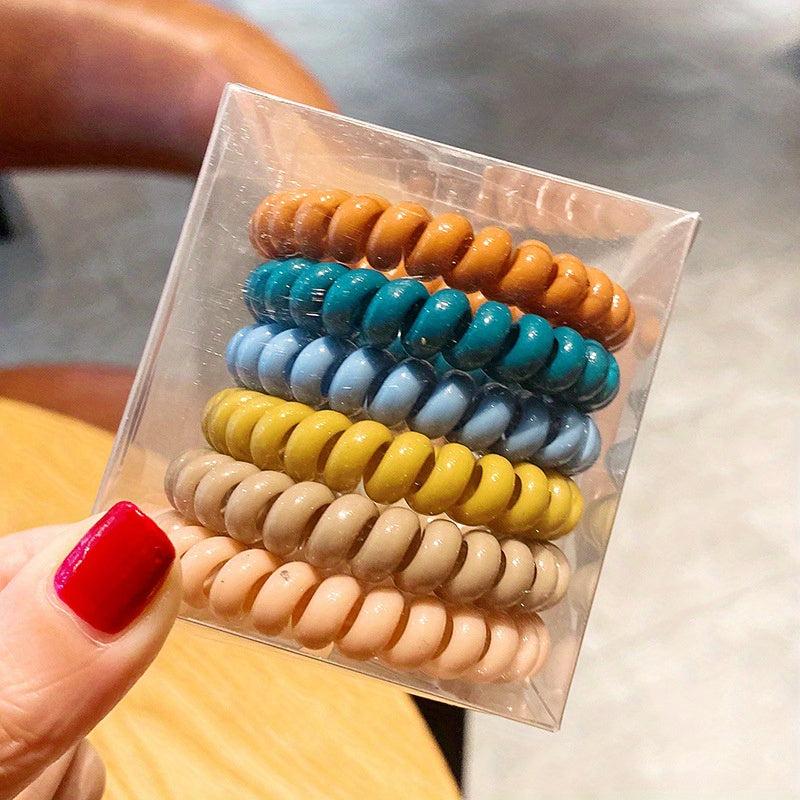 6pcs Spiral Hair Tie Elastic Hair Ropes Women Head Ropes Daily Hair Accessories