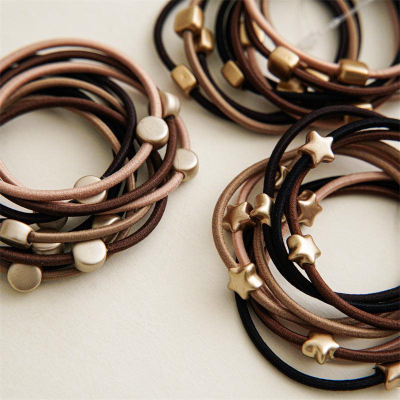 10pcs Star Shape Hair Tie Elastic Hair Rope Solid Ponytail Tie Hair Accessories