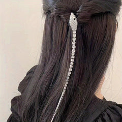 Rhinestone Beaded Chain Hair Clip Back Head Clip Ponytail Accessories