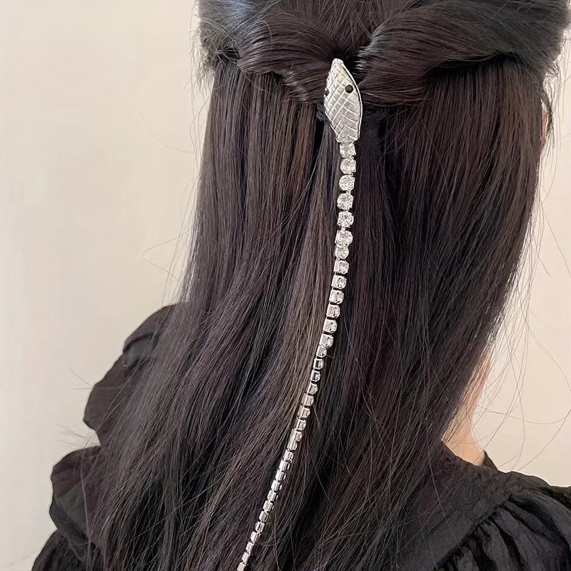 Rhinestone Beaded Chain Hair Clip Back Head Clip Ponytail Accessories