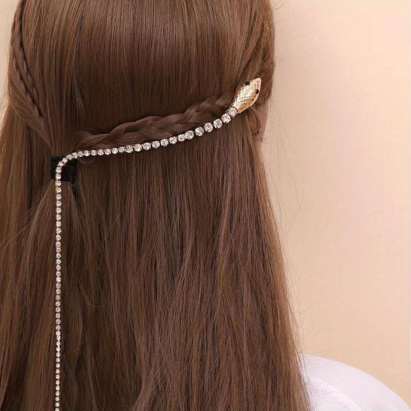 Rhinestone Beaded Chain Hair Clip Back Head Clip Ponytail Accessories