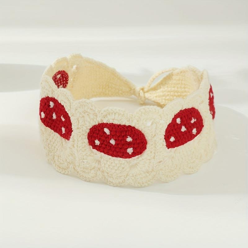 Retro Pastoral Style Knitting Headband Sweet And Mushroom Pattern Headband