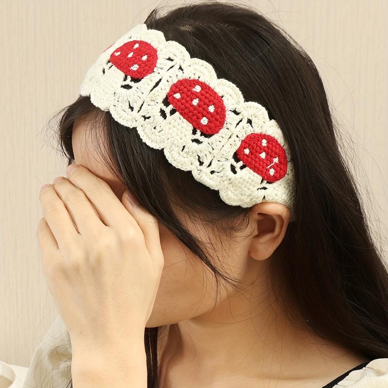 Retro Pastoral Style Knitting Headband Sweet And Mushroom Pattern Headband
