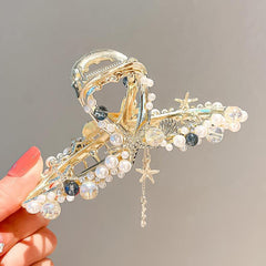 Faux Pearl Hair Claw Large Shark Claw Ponytail Holder Hair Accessories