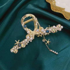 Faux Pearl Hair Claw Large Shark Claw Ponytail Holder Hair Accessories
