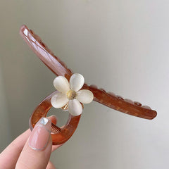 Cat Eye Stone Flower Hair Grab Clip Hair Claw Clip Hairpin