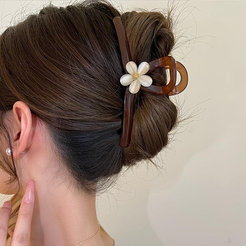Cat Eye Stone Flower Hair Grab Clip Hair Claw Clip Hairpin