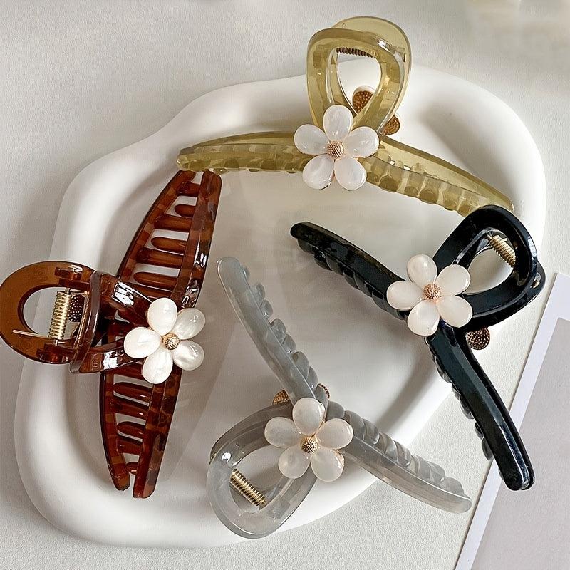Cat Eye Stone Flower Hair Grab Clip Hair Claw Clip Hairpin