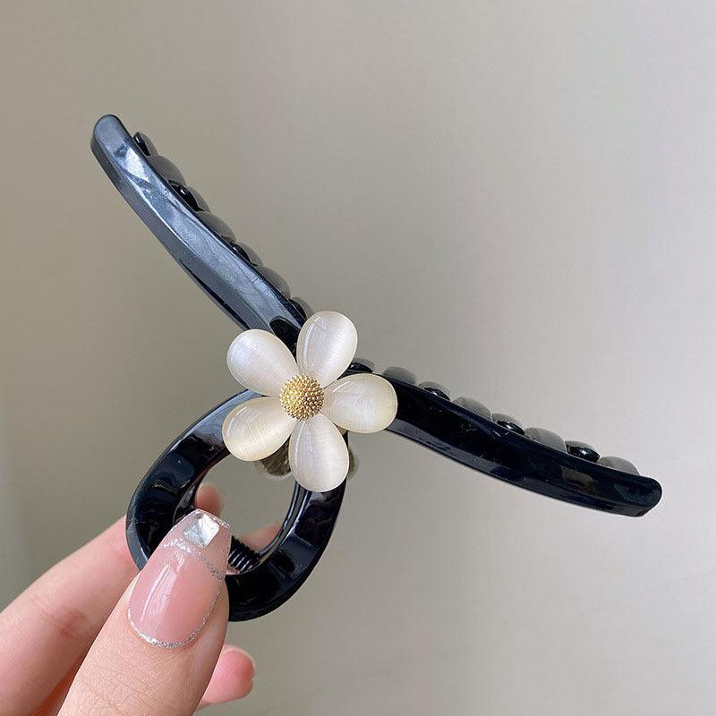 Cat Eye Stone Flower Hair Grab Clip Hair Claw Clip Hairpin