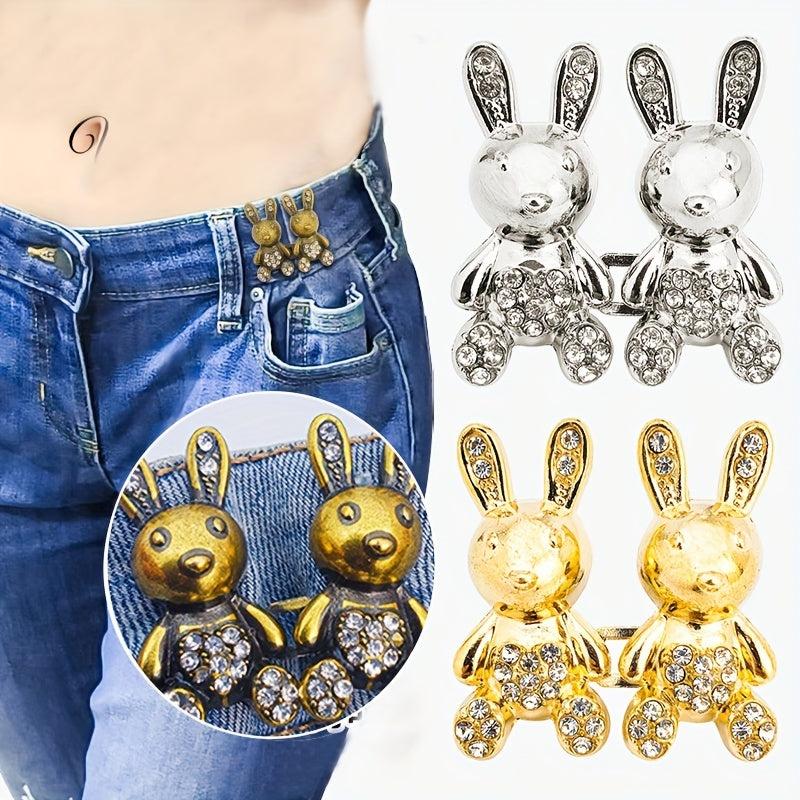 Metal Rabbit Waist Buckle for Jeans Button DIY Clothing Accessory
