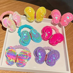 Colorful Butterfly Hair Tie Sparkle Hair Rope for Girls
