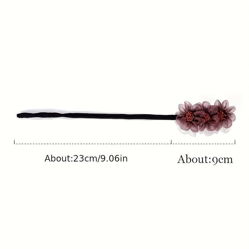 Flowers Organza Twist Hair Pin Buns Hairpin For Women