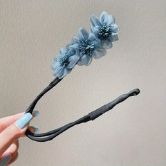 Flowers Organza Twist Hair Pin Buns Hairpin For Women