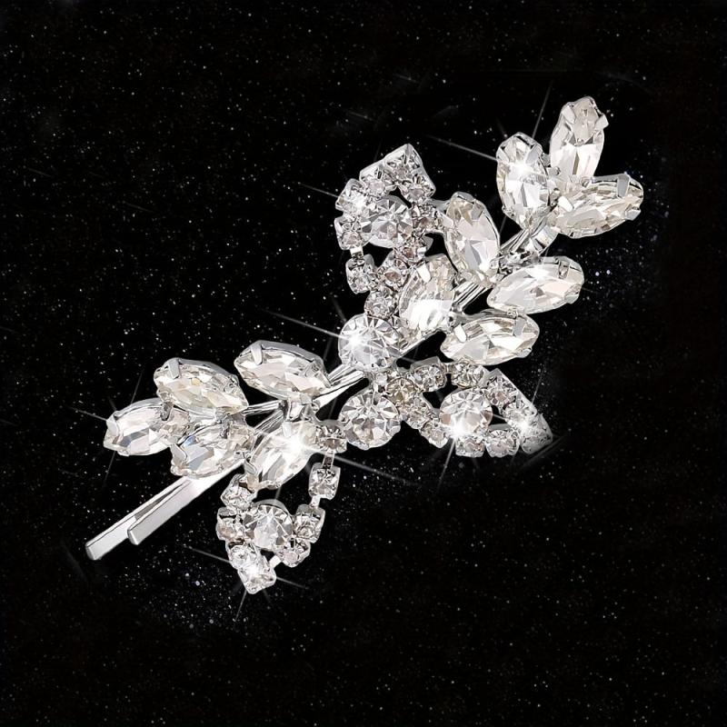 Crystal Hair Pins Rhinestone Hair Barrettes Wedding Rhinestone Leaf Hairpin