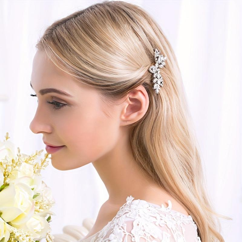 Crystal Hair Pins Rhinestone Hair Barrettes Wedding Rhinestone Leaf Hairpin