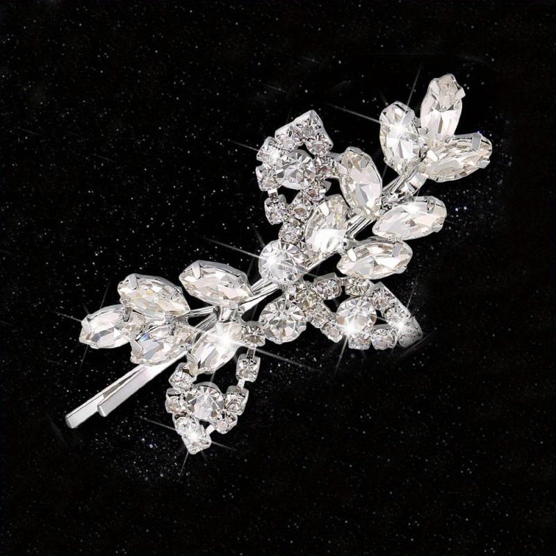 Crystal Hair Pins Rhinestone Hair Barrettes Wedding Rhinestone Leaf Hairpin